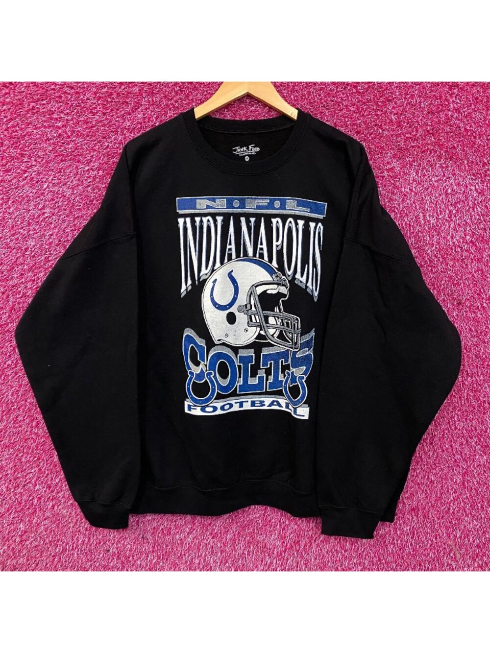 Junk Food Clothing Indianapolis Colts Helmet Logo Flea Market Crew Sweatshirt 2X